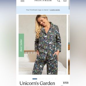 Print fresh Long sleeve unicorn pajama top